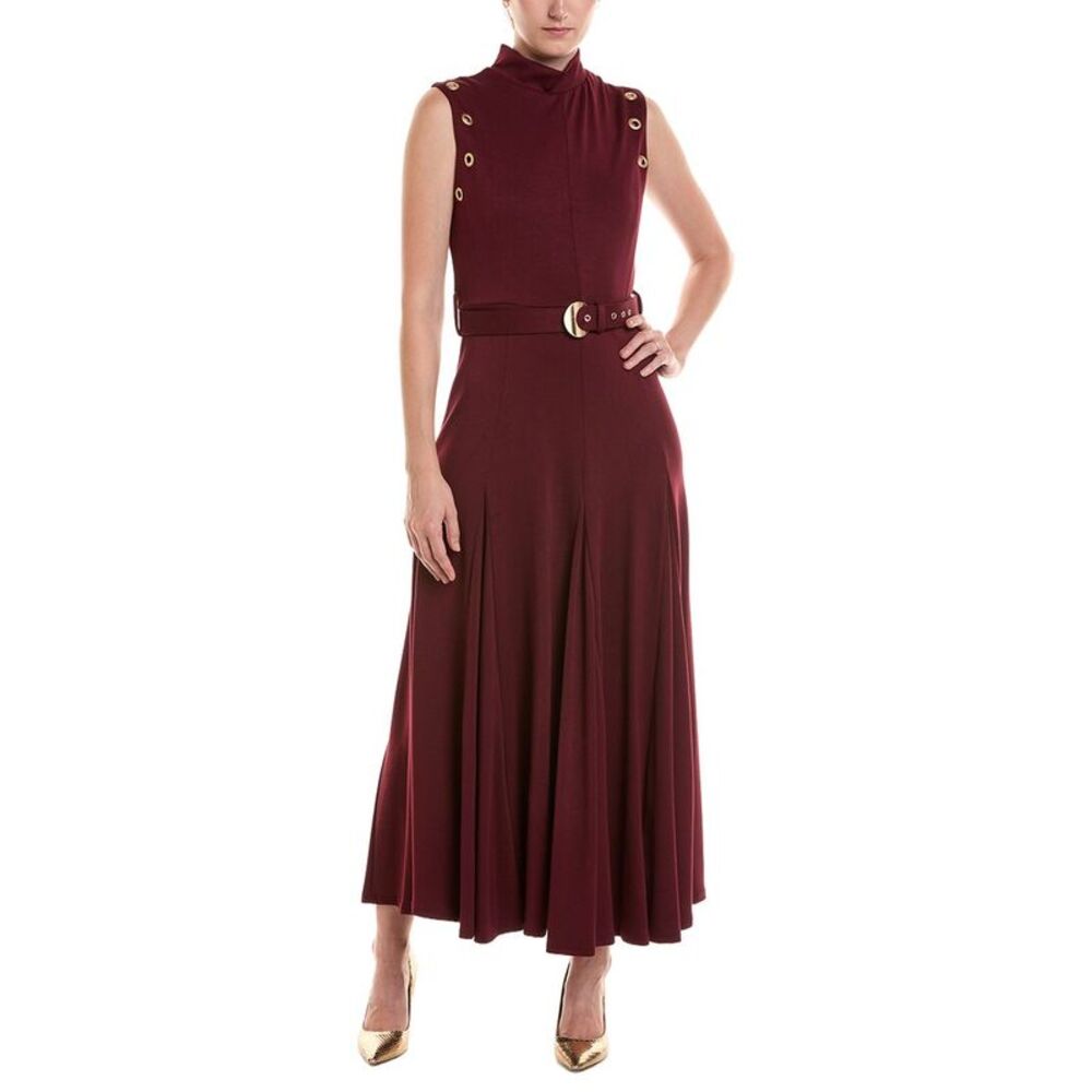 Taylor Womens  Mock Neck Solid Midi Dress, Red
